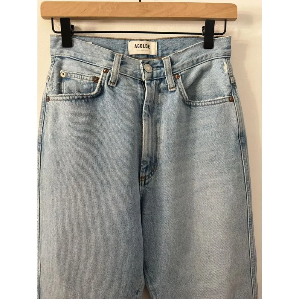 AGOLDE High-Rise Straight Leg Jeans in Light Blue 25